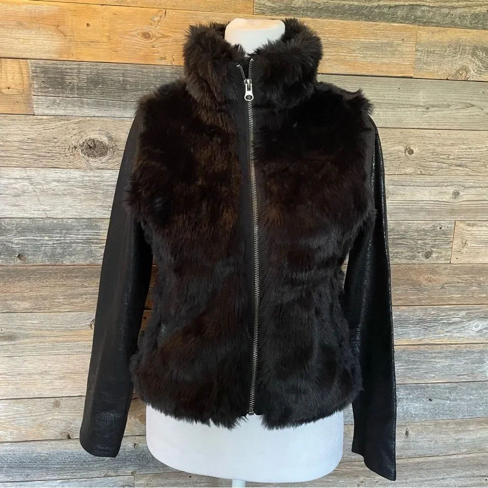 DKNY Vintage Faux Fur Jacket Kids Size XL (Fits Women’s Size Small/Medium)